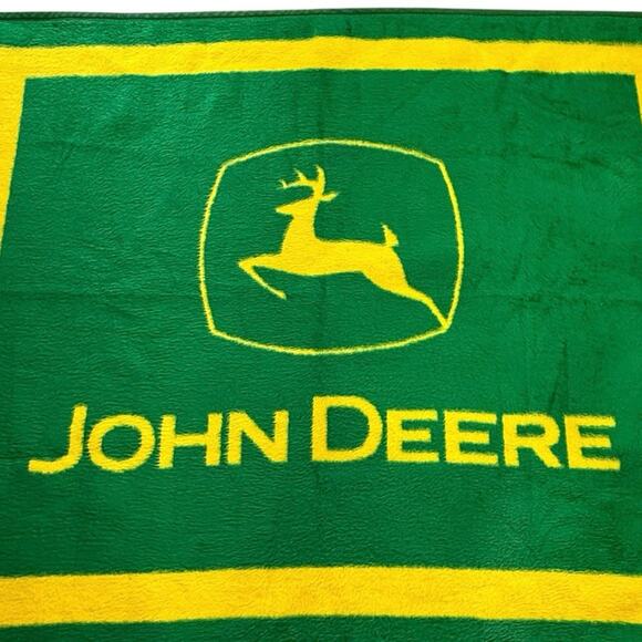 Biederlack John Deere Throw Blanket Made in USA 56”x49” Green Yellow Vintage - Picture 2 of 4